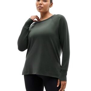 Athleta Coastal Luxe Recover‎ Sweatshirt SOFT! Green Crew Neck Womens M